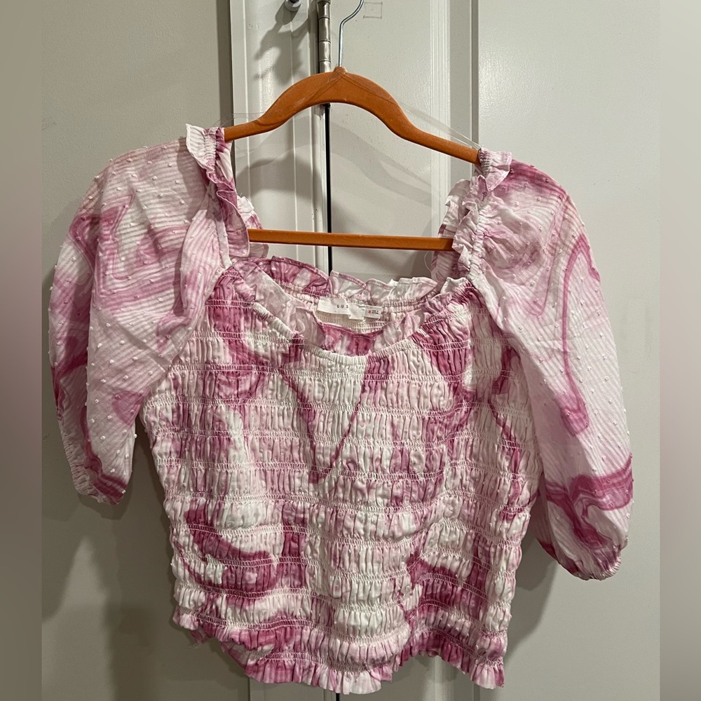 Lush tie dye pink/white top